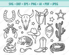 the svg files are available for use in this cowboy clipart set, including an image