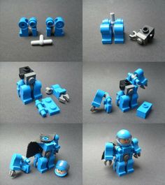 several pictures of different legos made to look like they're working on something