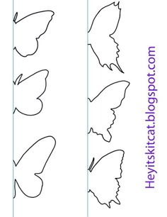 the cut outs for butterfly shapes are shown in three different sizes, with each one being drawn