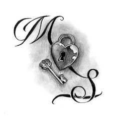 a heart lock and key tattoo design