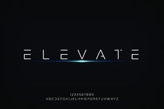 the word elevate is written in white and blue letters on a black background