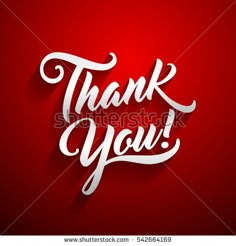 thank you hand lettering on red background with shadow and shadow effect, epstng