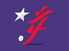 an image of a soccer ball and star on purple background with the word'f'written in red