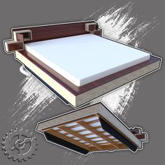 an image of a mattress with wood slats on the top and bottom part in different positions