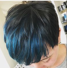 Black And Blue Hair Men, Faded Blue Hair, Black Hair With Blue Highlights, Blue Tips Hair, Blue Hair Streaks, Dyed Ends Of Hair, Blue Hair Highlights, Boy Haircuts Long, Hair Colour Design