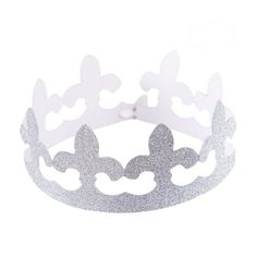 a silver tiara with hearts on the front and sides, made out of glitter