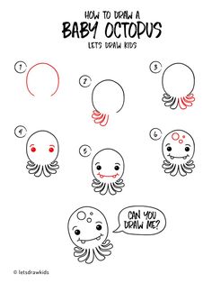 how to draw an octopus for baby octopus drawing step by step with pictures and instructions