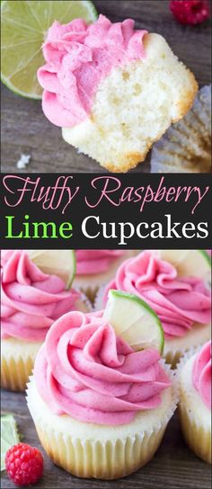 raspberry lime cupcakes with pink frosting