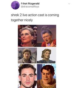 an image of some people with different facial expressions on their faces and the caption that says, shek 2 live action cast is coming together nicely