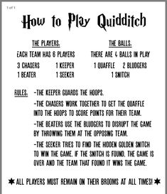 the instructions for how to play quidditch