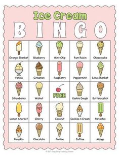 an ice cream bingo game is shown