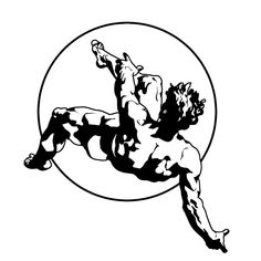 a black and white drawing of a man wrestling