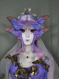 Butterfly Sfx Makeup, Bug Makeup, Bald Caps, Creepy Halloween Makeup, Halloween Makeup Inspiration, Theatrical Makeup, Butterfly Fairy, Horror Movie Characters, Creative Makeup Looks