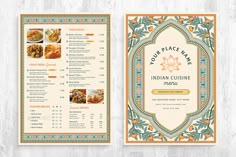 Indian Menu Template Preview - GraphicRiver Indian Food Menu Card, Traditional Menu Design, Arabic Menu Design, Indian Food Menu Design, Indian Menu Ideas, Ramadan Menu Design, Hotel Menu Design