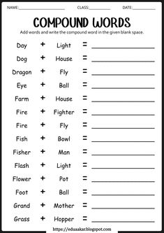 compound words worksheet with pictures to help students learn how to use the compound words