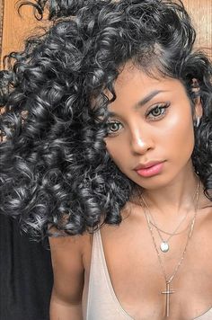 Black And Silver Hair, Deep Wave Hairstyles, Curly Hair Inspiration, African Girl, Long Curly Hair, Curly Girl, Hair Waves, Hair Pin, Big Hair