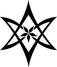 an inverted star with leaves in the center and two intersecting lines on each side, all connected to one another