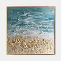 Gold Coast Beach Oil Painting Golden Beach Canvas Wall Art Blue Wave Beach Texture Painting Plaster Art Texture, Texture Abstract Art, Delivery Company, Abstract Art For Sale, Texture Abstract, Plaster Art, Art Texture, Textured Art, Linen Canvas