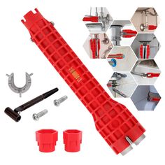 the tools needed to make an ice block are shown in this image, including screws and nuts