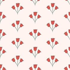 a pattern with red flowers on a light pink background for wallpaper or wrapping paper