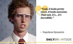 a man wearing glasses and a tie in front of a quote from dalen dynamite