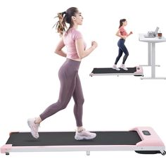 a woman running on a treadmill with another woman in the background