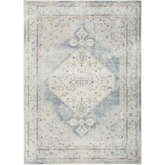 an area rug with blue and white colors on the bottom, in front of a white background