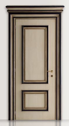 an open door with two frames on the front and side panels, in beige tones