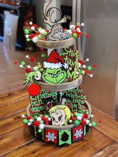 the grinch christmas tree is decorated with candy