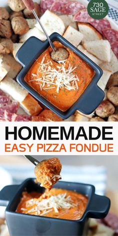 this homemade pizza fondue is so easy to make