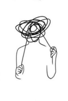 a drawing of a person with a hat on his head holding a string above their head