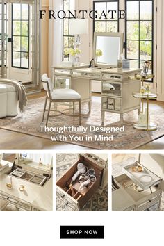 The makeup vanity of your dreams built with all the organization you need. Best Exercise For Hips, Beautiful Bathroom Vanity, Tool Drawers, Side Drawers, Will S, Makeup Organizers, Jewelry Drawer, Furniture Placement, Hot Tools