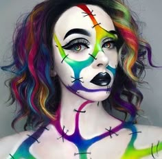 Halloween Makeup Artist, Halloween Makeup Kits, Pop Art Makeup, Drag Make-up, Creepy Halloween Makeup, Pride Makeup, Face Paint Makeup, Face Art Makeup, Halloween Makeup Scary