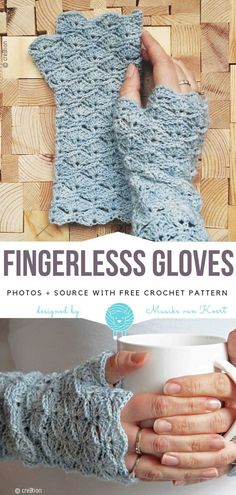 fingerless gloves with free crochet pattern