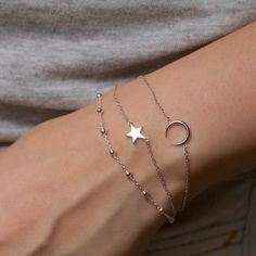 Silver Rings And Bracelets, Moon Accessories Jewellery, Silver Cute Jewelry, Luxury Silver Jewelry, Cute Silver Jewelry, Silver Accessories Jewelry, Prom Bracelet, Jewelry Accessories Silver, Star Necklaces