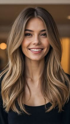 Caramel Blonde Hair, Rambut Brunette, Balayage Blond, Brunette Hair With Highlights, Balayage Hair Dark, Dirty Blonde Hair, Hairstyles For Layered Hair, Flat Hair, Styles Women