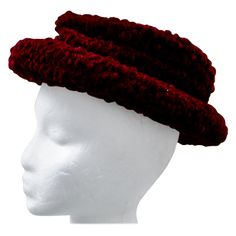 Rushed Cranberry Velvet, and Satin lining, makes a small brimmed flat top,(but soft) hat. Measures 12 x 8" x 4" Soft Hat, Philip Treacy, Soft Hats, Velvet Hat, Flats Top, Cranberry, Accessories Hats, Fashion Accessories, Velvet