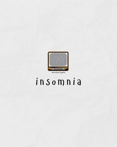 the word insomnia is written in black on a white background with an old tv