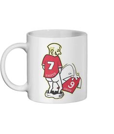 a white coffee mug with the number seven on it