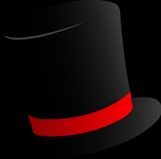 a black top hat with red band around the brim