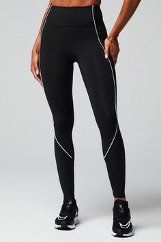 Anywhere Motion365+ High-Waisted Piped Legging Fabletics black female Activewear >> Womens >> Bottoms >> Leggings >> Full Length Motion365+ regular Running/Training 4-Way Stretch/Chafe-Resistant/Hidden Pockets/Moisture-Wicking Compressive Versatile Leggings For Training, Compressive Sports Leggings With Light Support, Black Compressive Leggings For Training, Breathable Compression Full-length Leggings, Black Compressive Breathable Leggings, Best Leggings For Women, Buy Leggings, Panel Leggings, Best Leggings