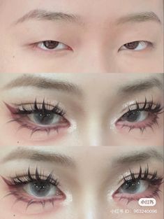 Dolly Eye Makeup, Doujin Makeup Trend, Douyin Makeup Double Eyelid, Dark Douyin Eye Makeup, Black Gyaru Eye Makeup, Douyin Fake Lashes, Douyin Makeup Eye Tut, Makeup Life Hacks