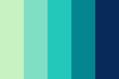 blue and green color swatches with the same hues in each section, including two different shades