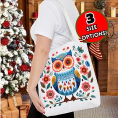 Polish Folk Art Owl Floral Shoulder Tote Bag - Available in 3 Sizes! Description: Step out in style with our Polish Folk Art Owl Floral Shoulder Tote Bag, a celebration of vibrant colors and traditional floral motifs. This versatile tote bag features a stunning folk art floral print featuring the very cute owl on both sides, adding a touch of cultural heritage and artistic flair to your ensemble. Available in three sizes to suit your needs and with five strap color options including black, brown, blue, green, and pink, you can customize your bag to reflect your personal style. Whether you're running errands, heading to work, or embarking on a weekend getaway, this tote bag is designed to meet your demands with ease. Crafted from durable materials, our tote bag ensures longevity and reliabi Owl Gifts For Her, Owl Tote Bag, Folk Art Floral, Canvas Grocery Bag, Polish Folk Art, Polish Folk, Owl Gifts, Art Tote Bag, Mothers Day Presents