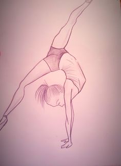 a drawing of a woman doing a handstand