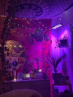 Room tour plant room room ideas hippie room tapestry Nonbinary Room Decor, Darker Room Aesthetic, Black Light Room Bedrooms, Whimsical Goth Room, Dope Bedroom Ideas, Psychadelic Room Aesthetic, Dope Rooms, Black Light Room, Vibey Room