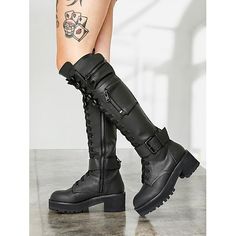 Category:Boots; Upper Materials:Faux Leather; Season:Fall,Winter; Heel Type:Platform,Block Heel; Gender:Women's; Toe Shape:Round Toe; Type:Knee High Boots; Style:Vacation,Gothic,Casual,Punk; Outsole Materials:Rubber; Occasion:Daily; Closure Type:Lace-up,Zipper; Listing Date:09/12/2024; Production mode:Self-produce; 2024 Trends:Biker boots Punk Knee-high Platform Boots For Fall, Fall Punk Knee-high Platform Boots, Gothic Lace-up Knee-high Boots For Fall, Edgy Wide Calf Platform Boots For Fall, Gothic Black Knee-high Boots For Fall, Grunge Style Lace-up Boots With Round Toe For Winter, Alternative Black Knee-high Boots For Fall, Alternative Style Black Knee-high Boots For Fall, Edgy Faux Leather Knee-high Boots