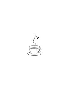 a drawing of a cup of coffee on a saucer with the word love above it