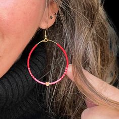 Valentine Earrings, Heart Earrings, Valentine's Day Earrings, Valentine Hoops, Red Hoop Earrings, Pink Red Earrings, Valentine's Day Gift - Etsy Red Hoop Earrings, Gold Bead Earrings, Plastic Earrings, Heart Hoop Earrings, Earrings Heart, Earring Cards, Tiny Heart