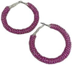 Trendy Pink Round Beaded Earrings, Pink Hoop Beaded Earrings For Party, Pink Hoop Earrings With Colorful Beads For Party, Pink Hoop Earrings With Dangling Beads For Gift, Pink Small Hoop Beaded Earrings With Dangling Beads, Trendy Pink Hoop Earrings With Round Beads, Pink Dangle Hoop Earrings With Tiny Beads, Pink Small Hoop Earrings With Dangling Beads, Pink Colorful Beaded Hoop Earrings For Parties